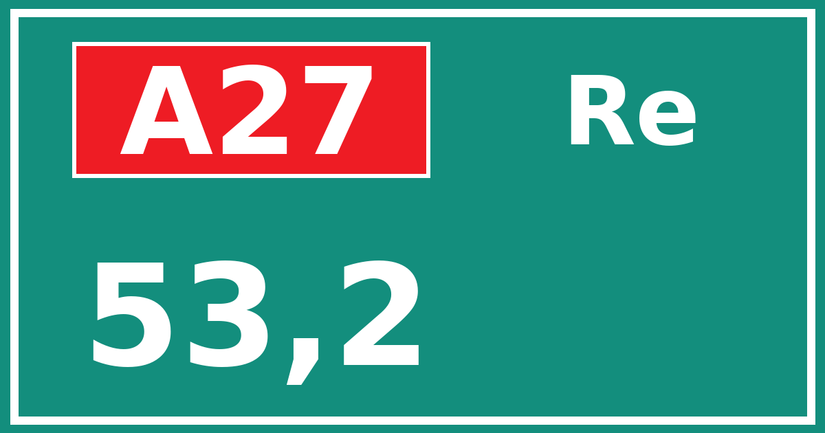 Hectometerbord A27 53,2 zijde Re