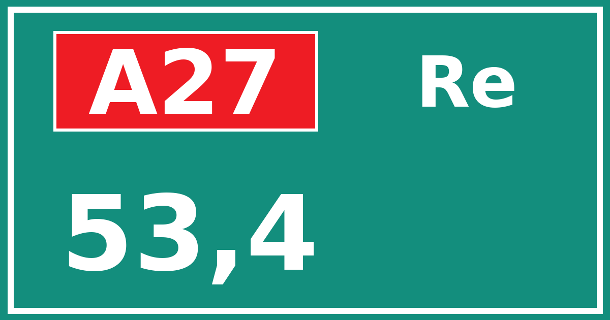 Hectometerbord A27 53,4 zijde Re