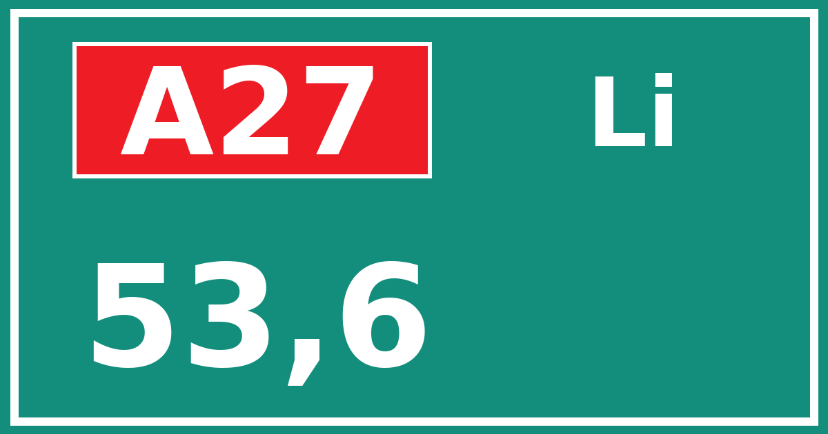 Hectometerbord A27 53,6 zijde Li