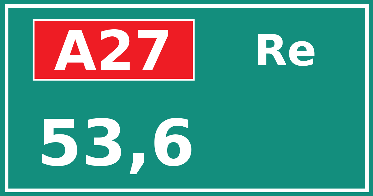 Hectometerbord A27 53,6 zijde Re