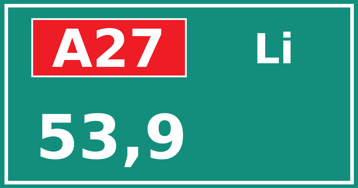 Hectometerbord A27 53,9 zijde Li