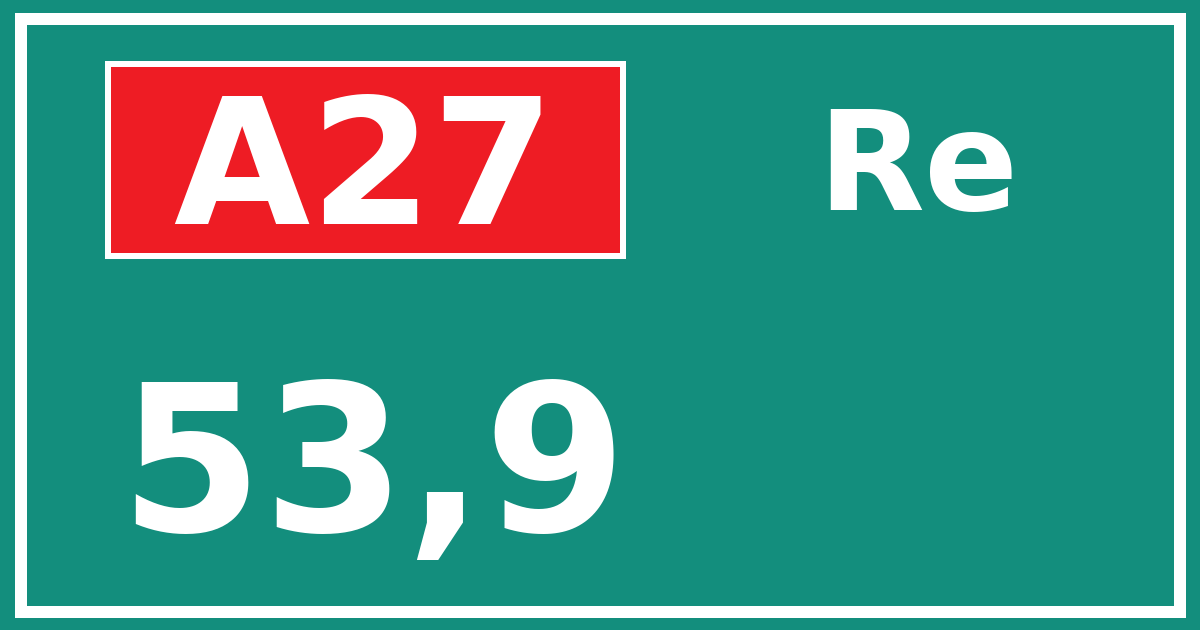 Hectometerbord A27 53,9 zijde Re