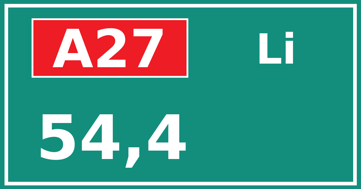 Hectometerbord A27 54,4 zijde Li