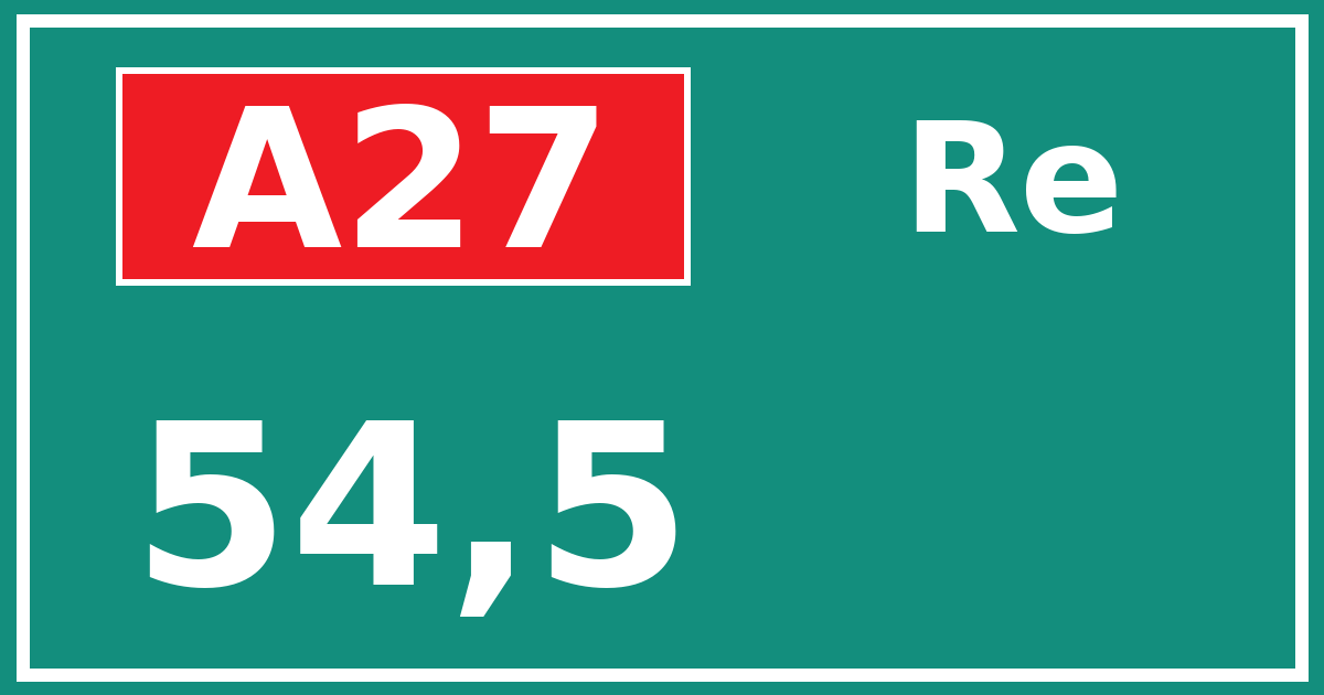 Hectometerbord A27 54,5 zijde Re