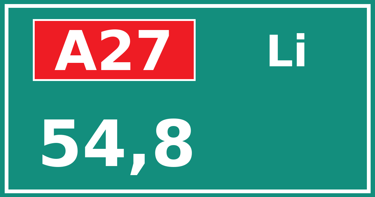 Hectometerbord A27 54,8 zijde Li