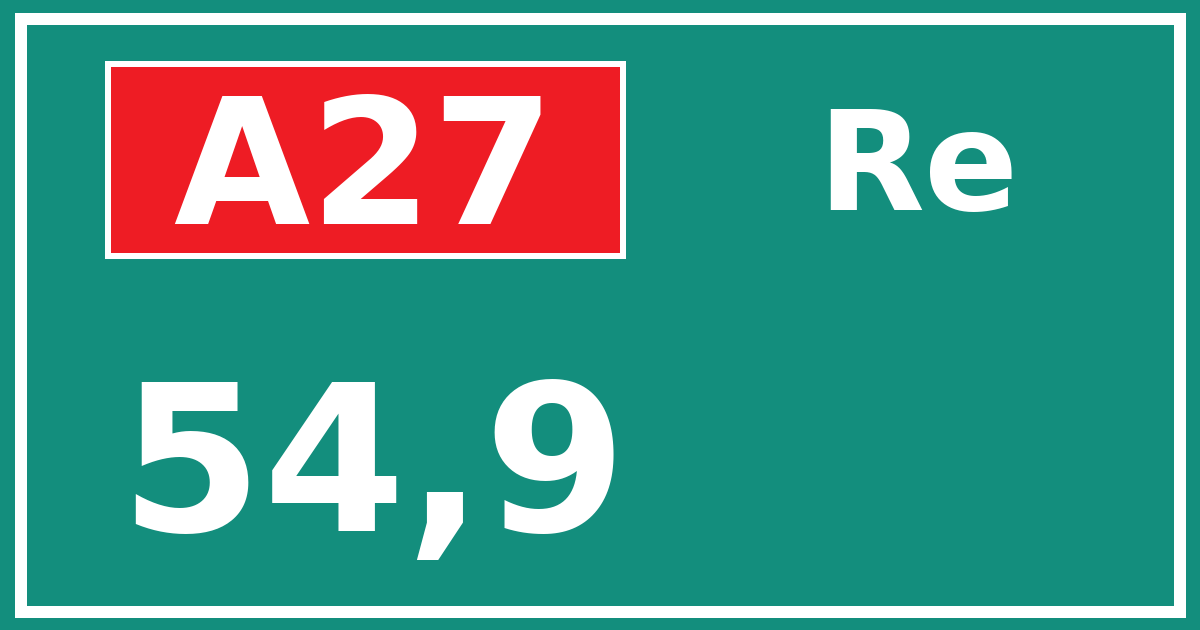 Hectometerbord A27 54,9 zijde Re