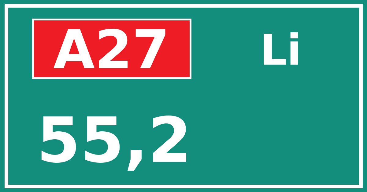Hectometerbord A27 55,2 zijde Li