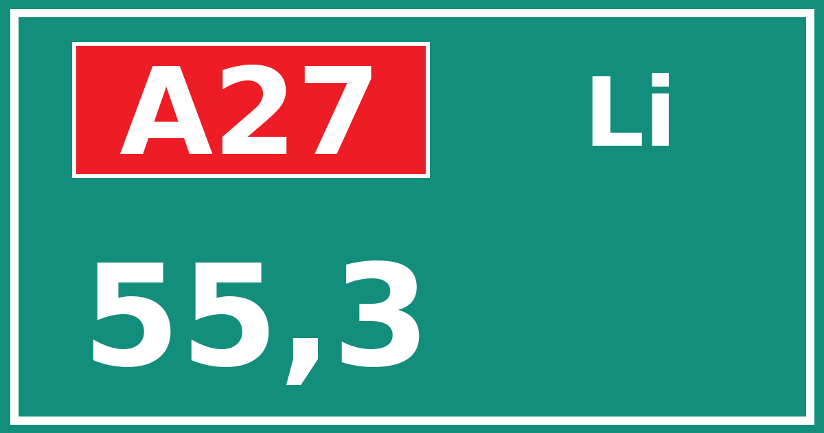 Hectometerbord A27 55,3 zijde Li