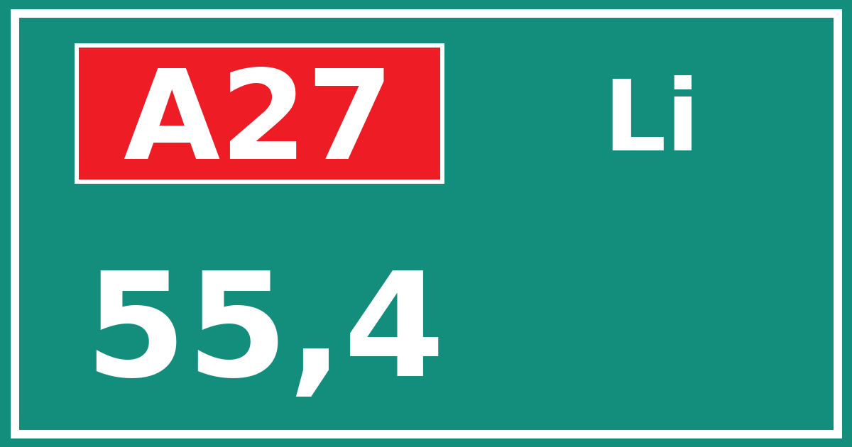Hectometerbord A27 55,4 zijde Li