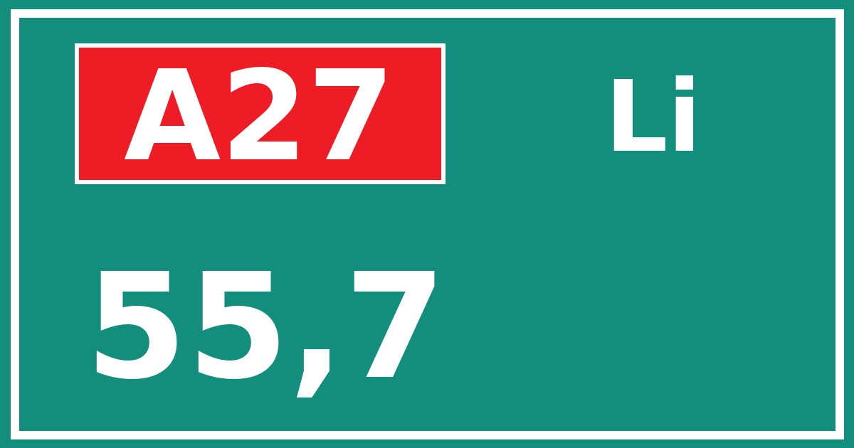 Hectometerbord A27 55,7 zijde Li
