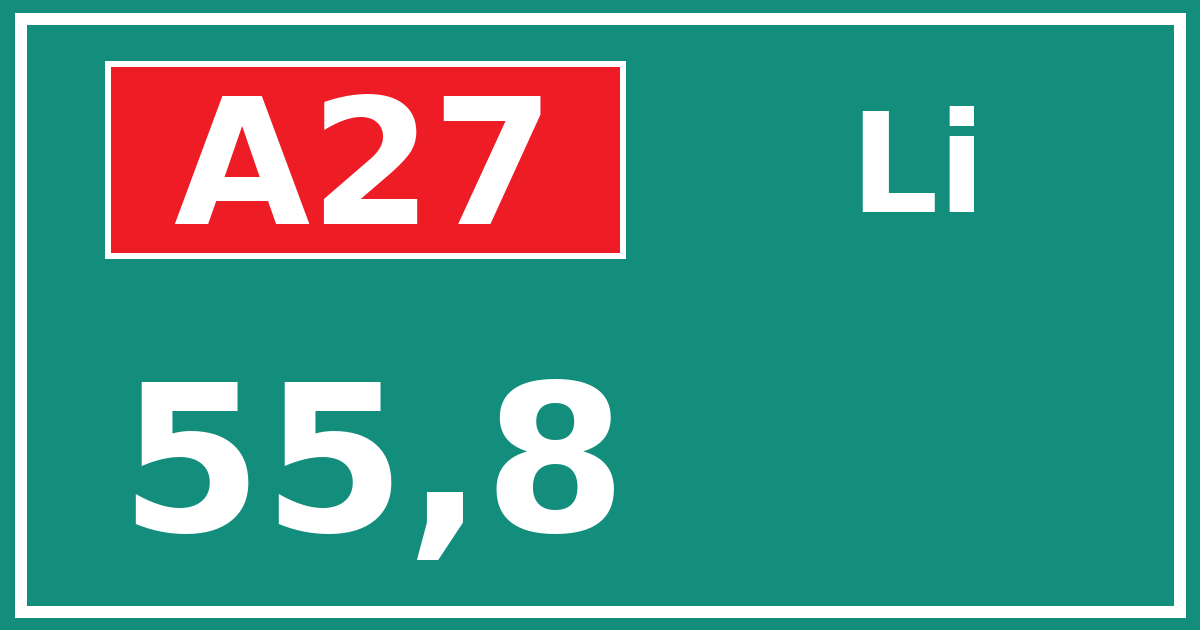 Hectometerbord A27 55,8 zijde Li