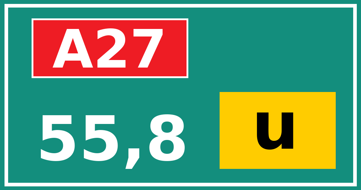 Hectometerbord A27 55,8 letter u