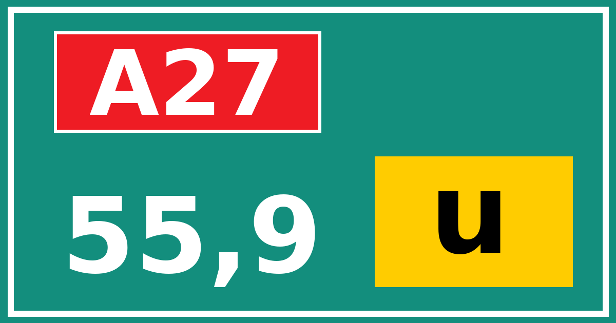 Hectometerbord A27 55,9 letter u