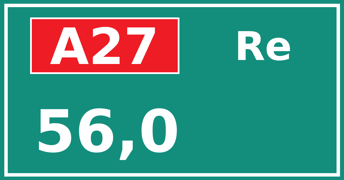 Hectometerbord A27 56,0 zijde Re