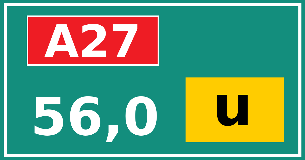 Hectometerbord A27 56,0 letter u