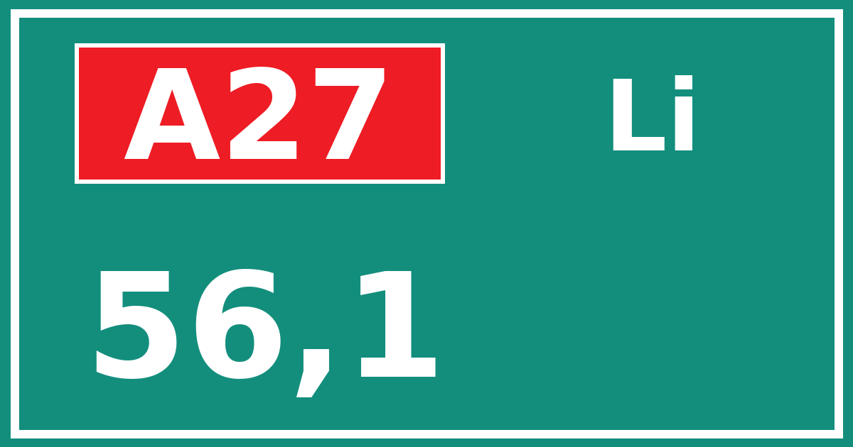 Hectometerbord A27 56,1 zijde Li