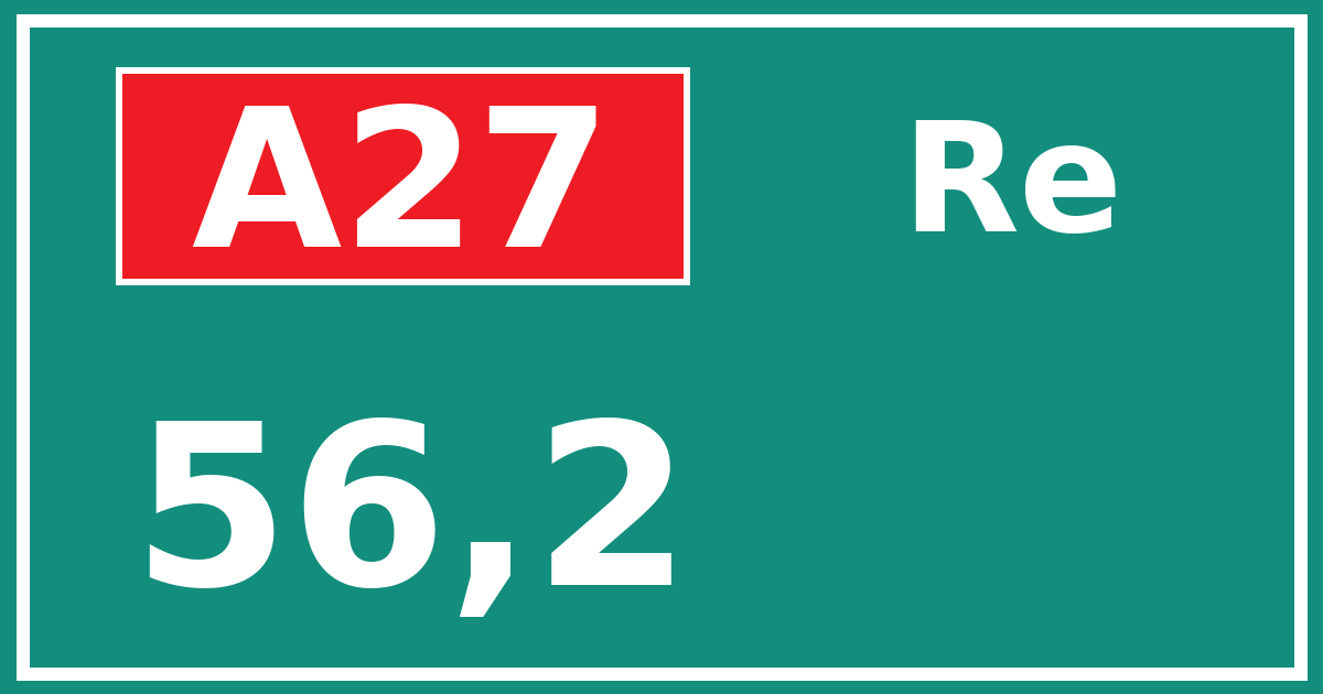 Hectometerbord A27 56,2 zijde Re