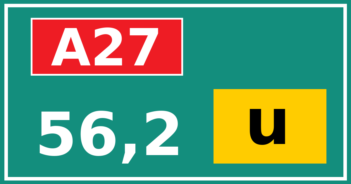 Hectometerbord A27 56,2 letter u