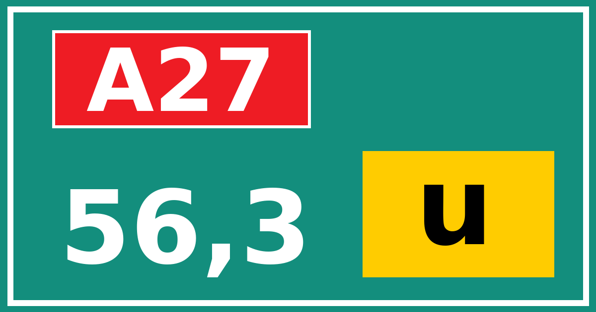 Hectometerbord A27 56,3 letter u