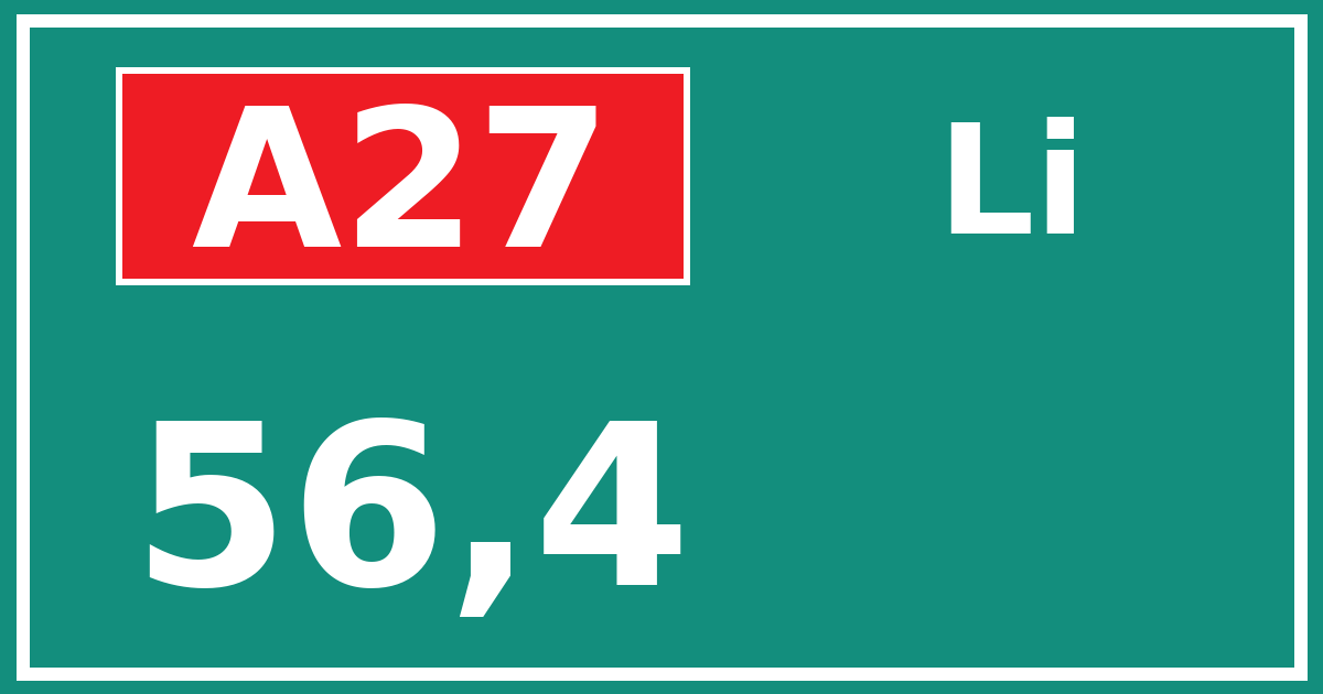 Hectometerbord A27 56,4 zijde Li