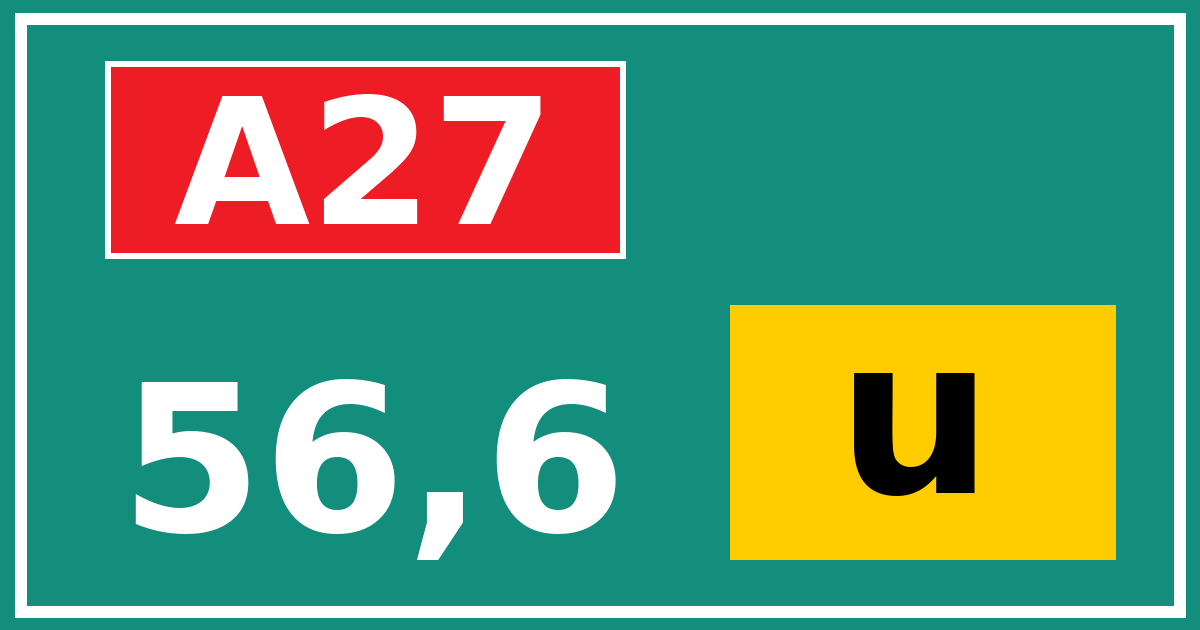 Hectometerbord A27 56,6 letter u