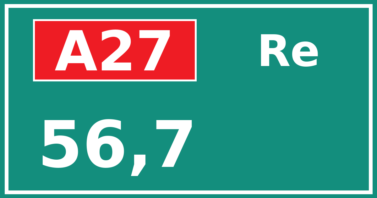 Hectometerbord A27 56,7 zijde Re