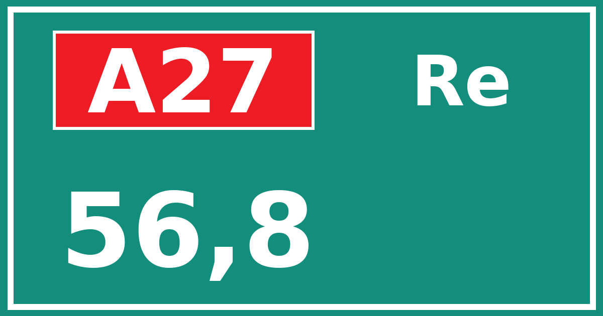 Hectometerbord A27 56,8 zijde Re
