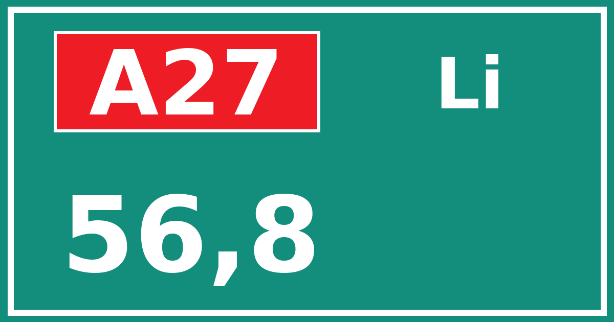 Hectometerbord A27 56,8 zijde Li