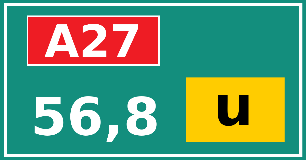 Hectometerbord A27 56,8 letter u