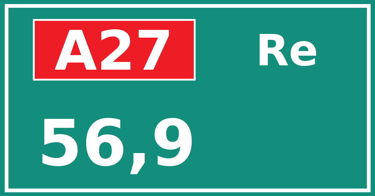 Hectometerbord A27 56,9 zijde Re