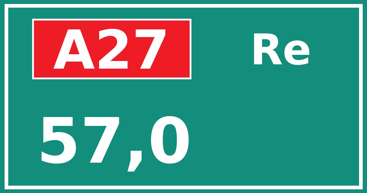 Hectometerbord A27 57,0 zijde Re