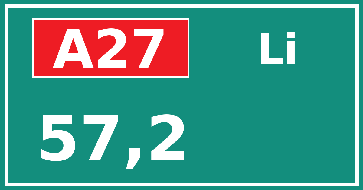 Hectometerbord A27 57,2 zijde Li