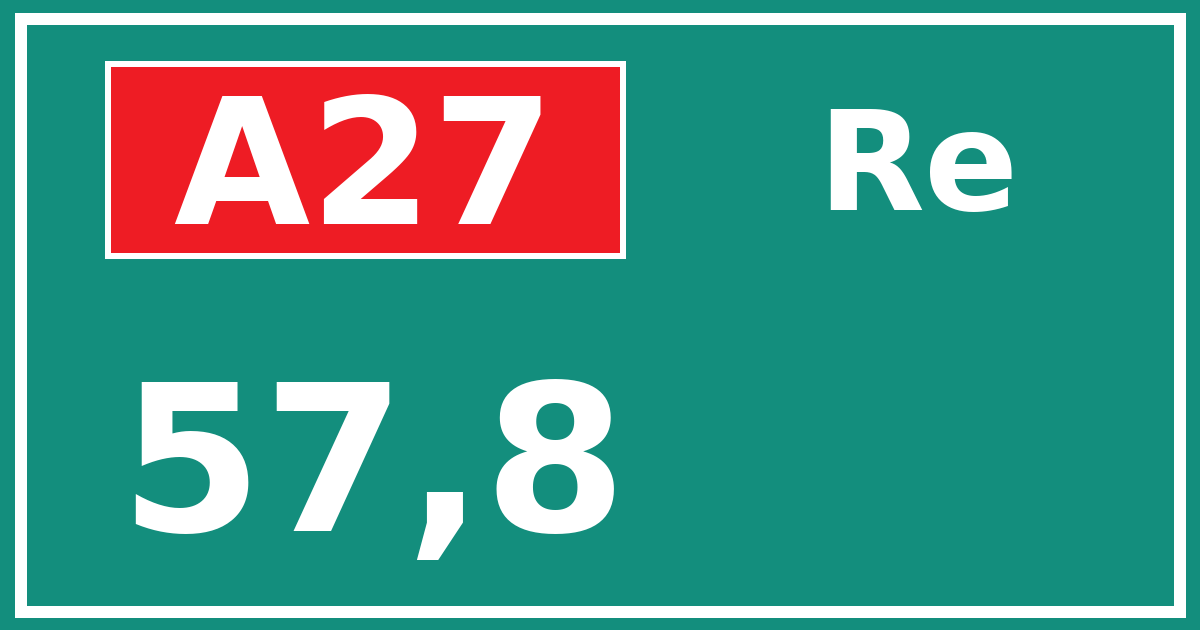 Hectometerbord A27 57,8 zijde Re