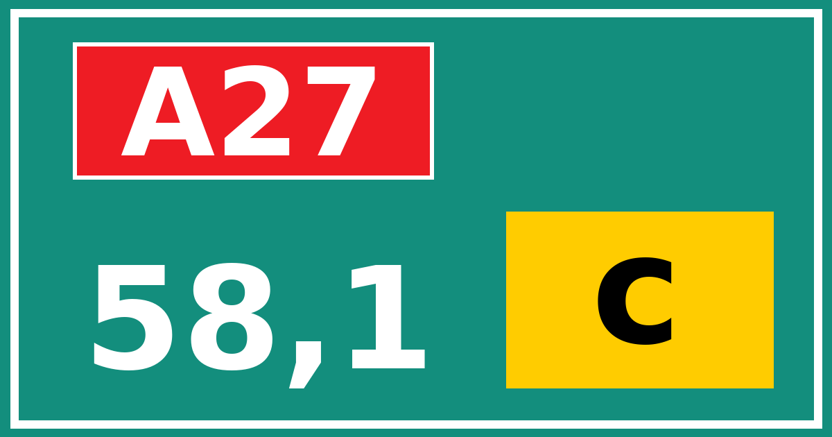 Hectometerbord A27 58,1 letter c