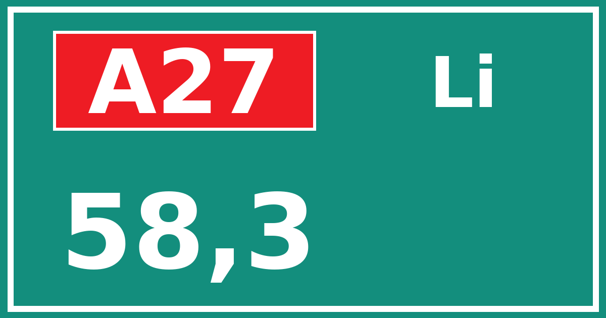 Hectometerbord A27 58,3 zijde Li