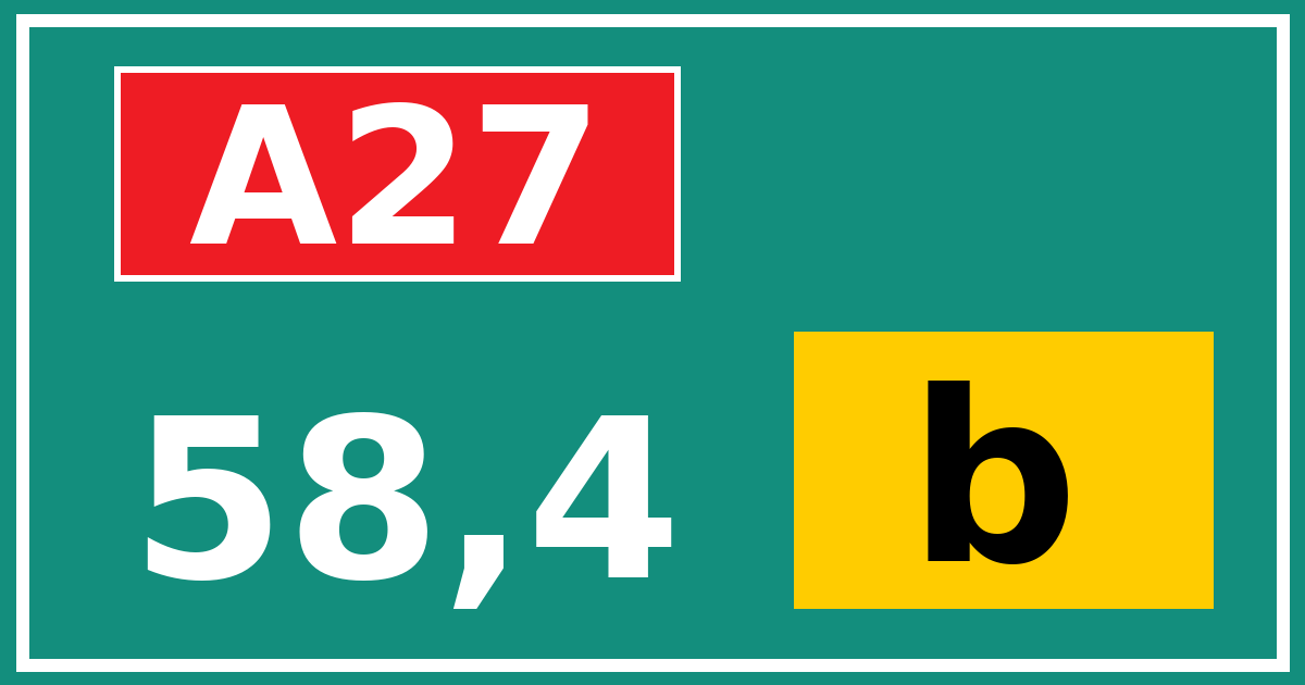 Hectometerbord A27 58,4 letter b