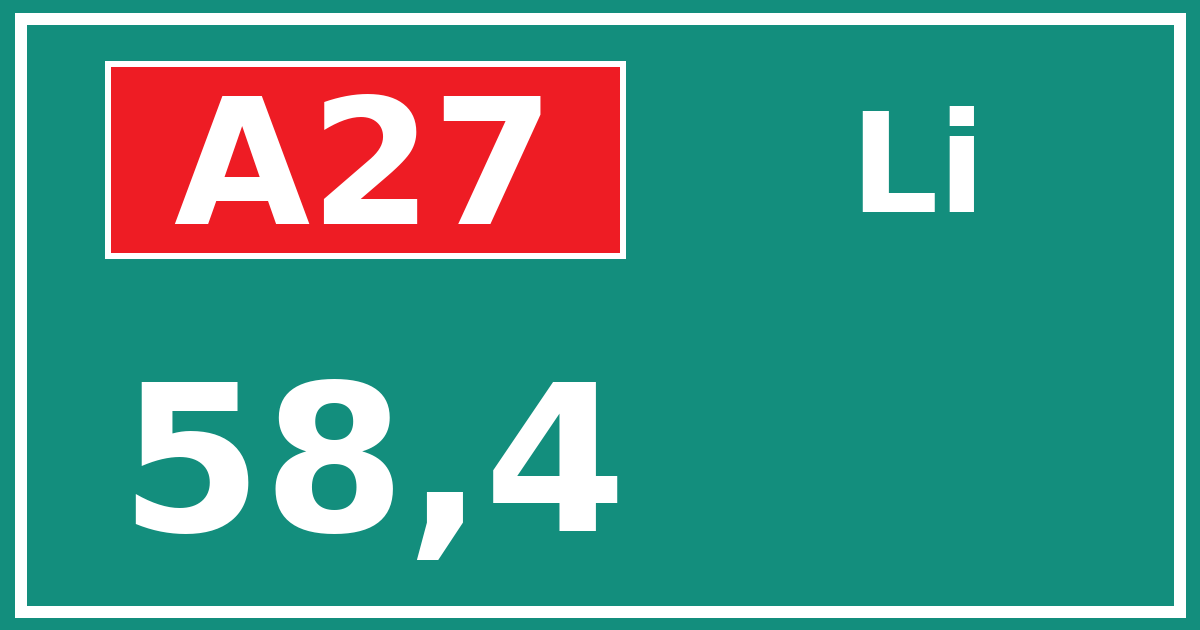Hectometerbord A27 58,4 zijde Li