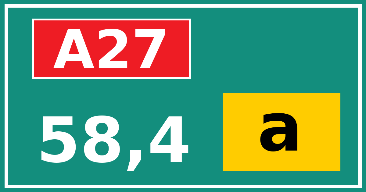Hectometerbord A27 58,4 letter a