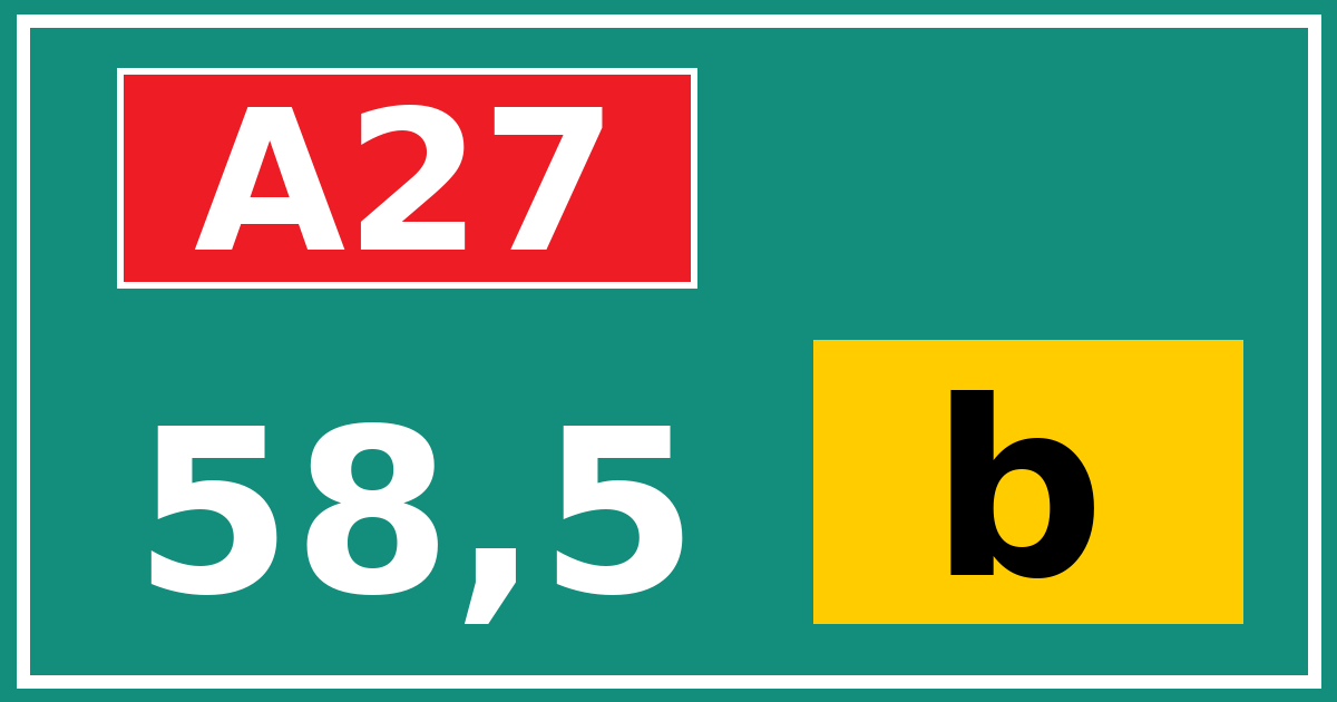 Hectometerbord A27 58,5 letter b