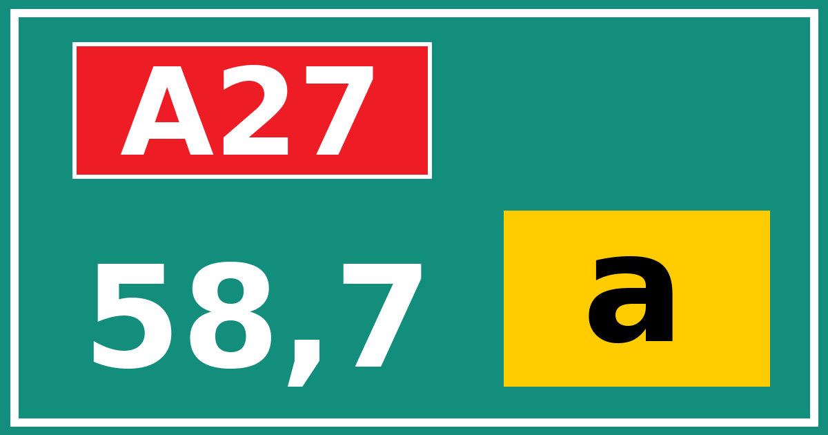 Hectometerbord A27 58,7 letter a