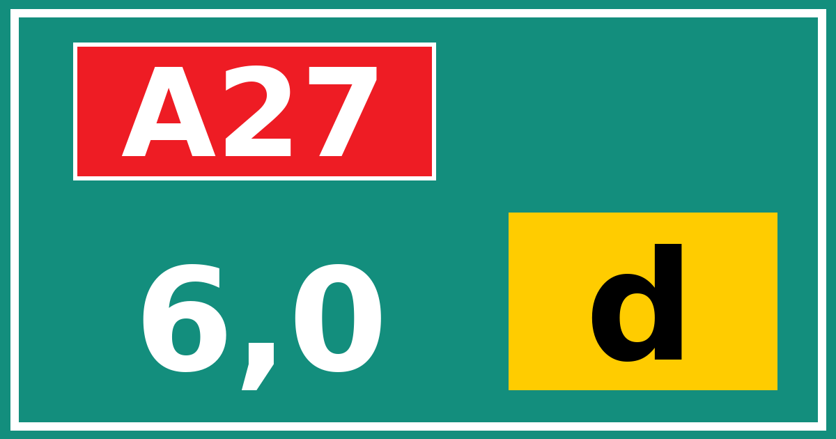 Hectometerbord A27 6,0 letter d