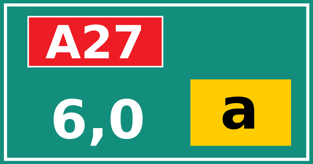 Hectometerbord A27 6,0 letter a