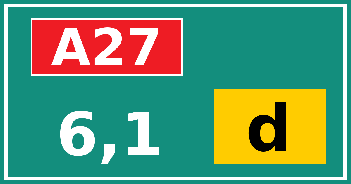 Hectometerbord A27 6,1 letter d