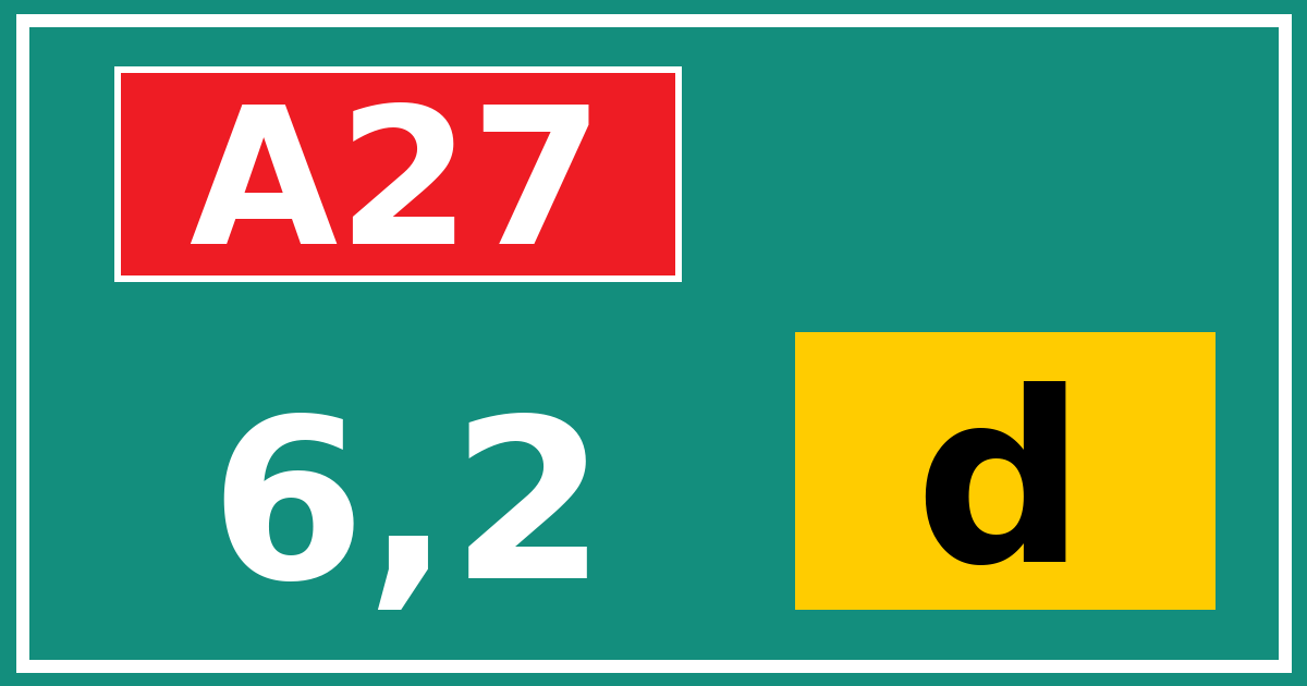 Hectometerbord A27 6,2 letter d