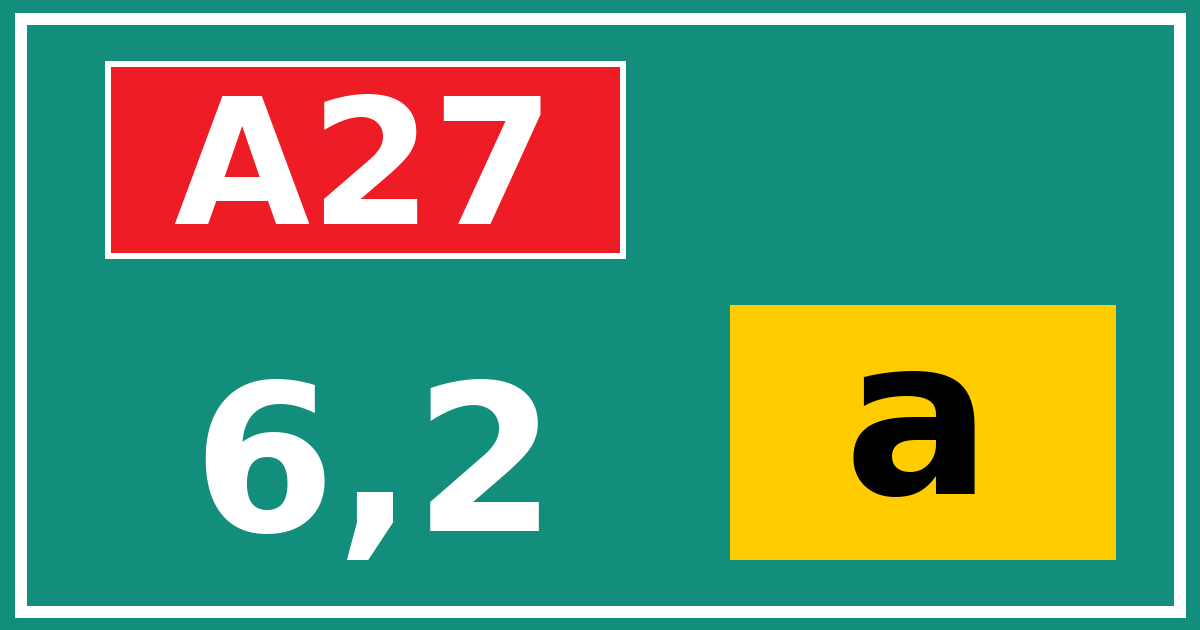 Hectometerbord A27 6,2 letter a