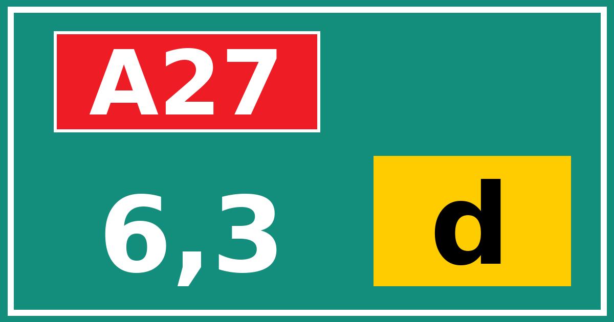 Hectometerbord A27 6,3 letter d