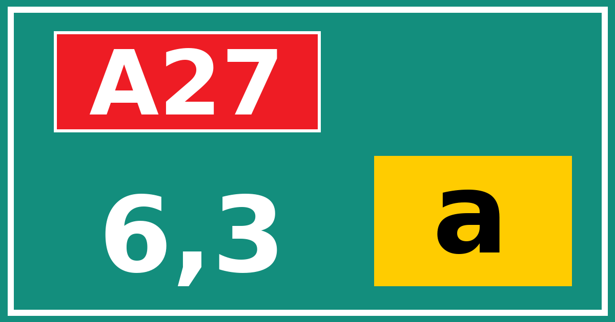 Hectometerbord A27 6,3 letter a