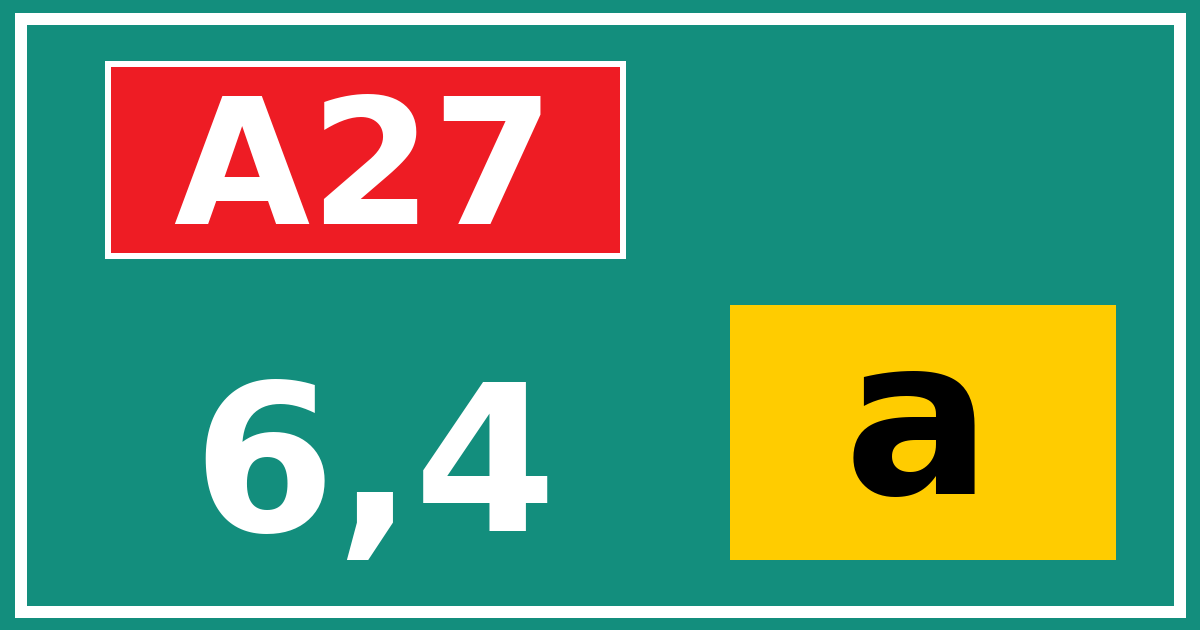 Hectometerbord A27 6,4 letter a