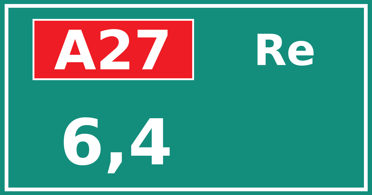 Hectometerbord A27 6,4 zijde Re