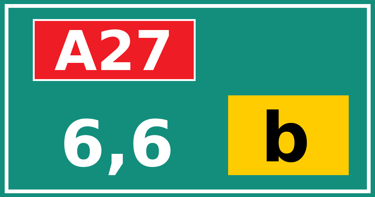 Hectometerbord A27 6,6 letter b